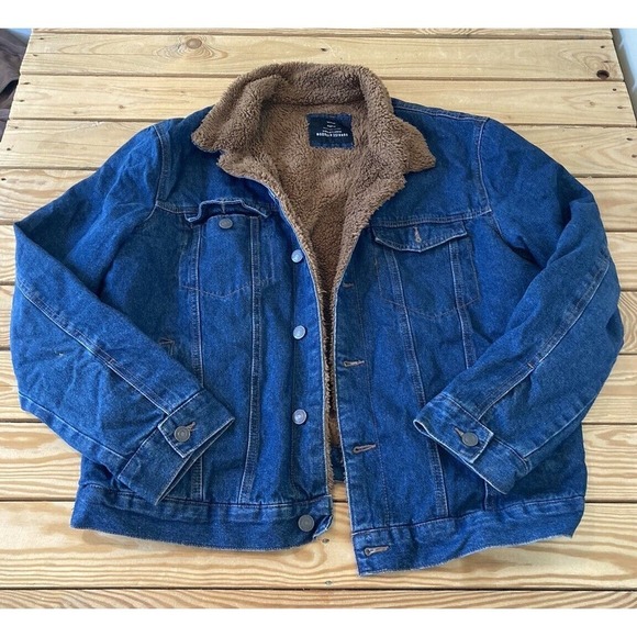 Sunrise Kingdom Sherpa Lined Button Up Denim Jacket Size XL Men’s Blue - Picture 1 of 8